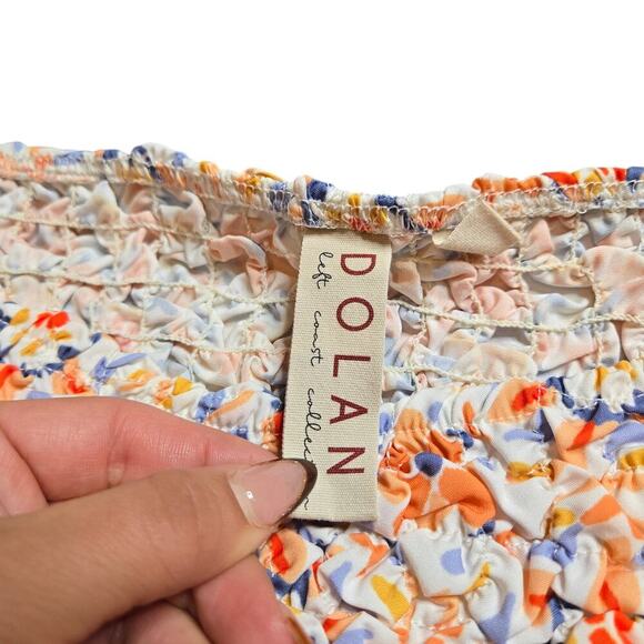 Dolan Off-the-Shoulder Textured Top in Orange Motif Size: 1X - Picture 4 of 8